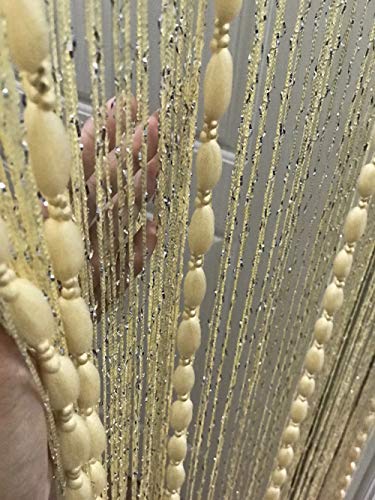 image for Eyotool Door String Curtain Flat Silver Ribbon Thread with Shaggy Tass