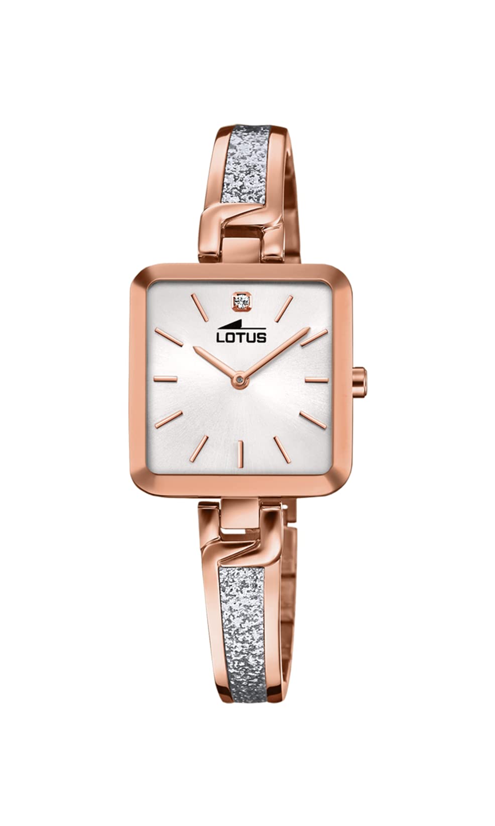 Lotus Watch Model 18727/1 Bliss Collection, 27.50/26 mm Silver with Rose Steel Strap for Women