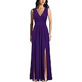WOOSEA Women Sleeveless Deep V Neck Sexy Split Loose Plain Maxi Casual Long Dress