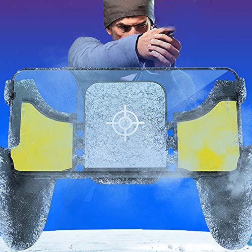 Mobile Gaming Controller, Game Phone Grip Heat Dissipation Joystick Smartphone Gamepad Handle with Cooling Fan, Support, Power Charger Finger Triggers for PUBG, Shooting Games.(Semi-Conductor)