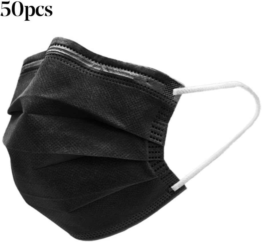 Quietcloud-D Face Mouth Visor, 10/50Pcs Disposable 3 Layers Activated Carbon Anti-Fog Anti-dust Mouth for Men Women Face Protective - Black 50pcs
