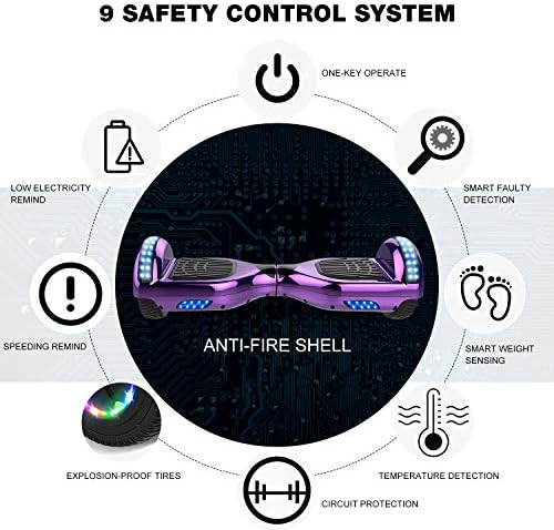 GeekMe Gyropode 6.5 Pouce Hoverboard électrique Auto-équilibré Bluetooth Intégré Moteur 700W pour Enfants et Adultes