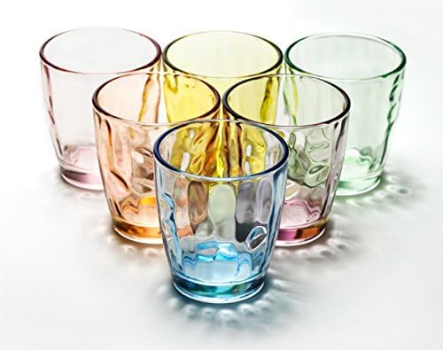 Water Glass Cup Set Glassware Drinkware Glass Cups Set - 6 PCS, Colorful Glasses Mugs Glasses Ware for Water and Drinking by YYVIGO (8.5OZ, Colorful)