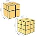 D-FantiX Shengshou Mirror Cube Set, 2x2 3x3 Mirror Blocks 2x2x2 3x3x3 Speed Cube Bundle Mirrored Cube Puzzle Gold