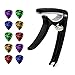 Guitar Capo, Famecame Black Guitar Capo with 10 Guitar Picks for Acoustic Guitar, Electric Guitar, Ukulele