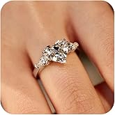 RKKOJJO 925 Sterling Silver Cubic Zirconia Ring Heart Diamond Ring Engagement Ring Wedding Band Rings for Women