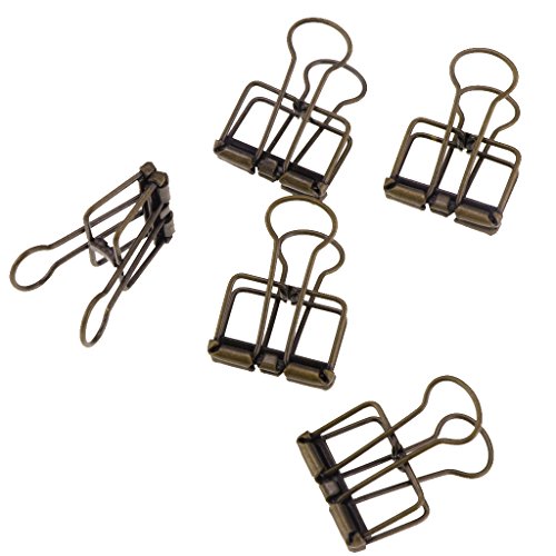 image for Homyl Pack of 5 Pieces Metal Wire Binder Clips,Hollow Out Paper Organi