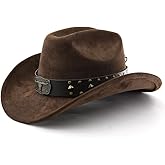 LIDHAY Cowboy Hat for Women Men with Shapeable Wide Brim Western Suede Hat for Cowboys and Cowgirls