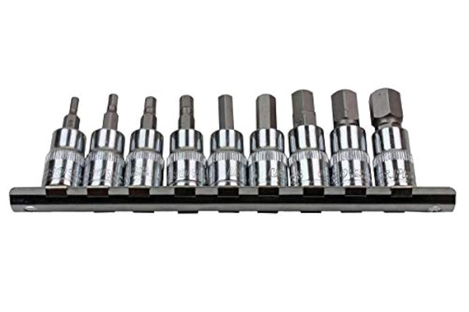 US PRO 9pc 3/8" dr SAE/Imperial Hex, Allen Bit Sockets Socket Rail 3385