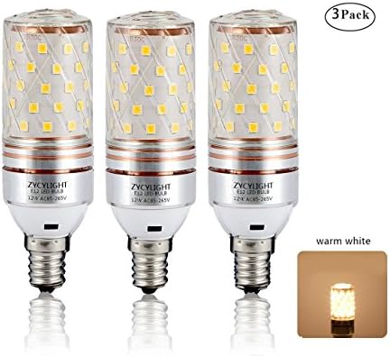12W LED Corn Bulbs, Candelabra LED Light Bulbs, E12 LED Chandelier Bulbs, Decorative Candle Base E12,2700K Warm White, 1000LM, 80Watt-100Watt Equivalent ,AC85-265V,Non-dimmable, Pack of 3