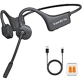 YouthWhisper Bone Conduction Bluetooth Headphones with ENC Boom Mic Wireless Computer Headsets with Mic Noise Canceling Open Ear 8H Playtime Multi-Device Pairing for Sports Work Driving Study