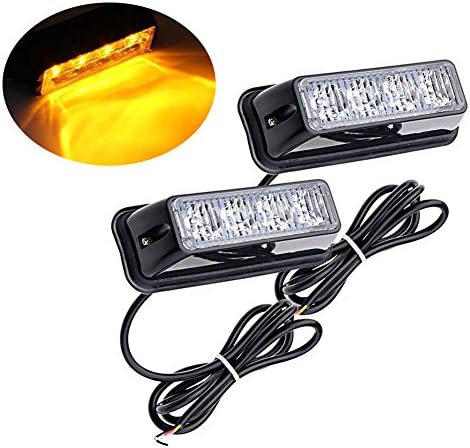 PESIC 2x Amber Yellow 4 LED Emergency Beacon Caution Strobe Flash Warning Light