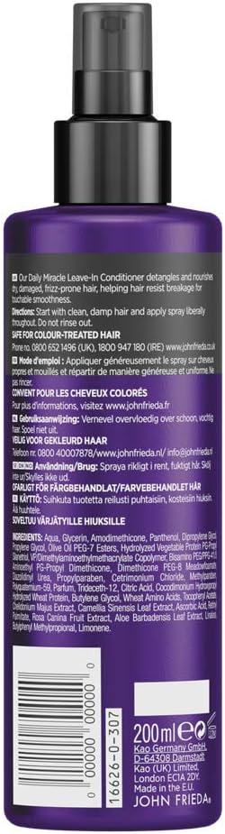 John Frieda Frizz Ease Daily Miracle Leave In Conditioner, Moisturising Conditioner Spray for Frizzy Hair 200 ml - Image 3