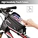 Bike Phone Mount Bag, Bicycle Handlebar Bags, Top Tube Bag, Waterproof Large Capacity Bike Frame Storage Bag, Touch Screen Phone Holder Pouch with Sun Visor for Phone Below 6.5 inch (Bike Bag-A)