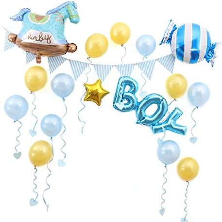 Riverbyland Blue Mylar Birthday Balloons Set Handsome Boy Party Supplies