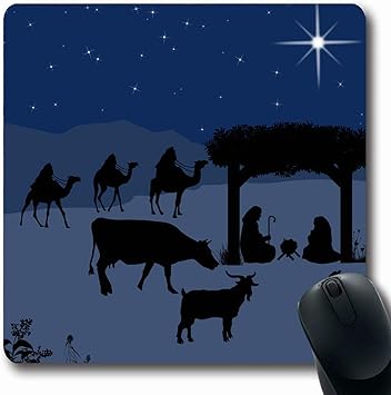 Amazon Com Mousepads Born Blue Advent Christmas Nativity Scene