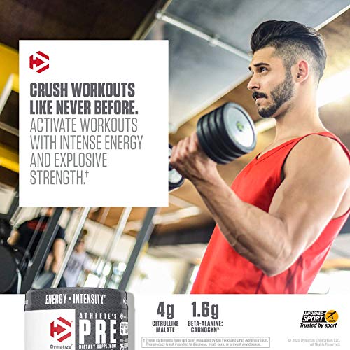 Dymatize Athlete's Pre Workout Powder with Caffeine, Improved Pump