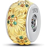 PANPOKI Iris Flower 925 Sterling Silver Charms for Bracelets and Necklace Sunflower Lotus Floral Dangle Pendants Bead Jewelry Present for Women Family Friends