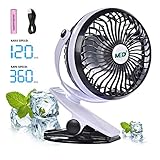 TOMOTO Mini Battery Operated Clip Fan,Sall Portable Fan Powered by Rechargeable Battery or USB Desk Personal Fan for Baby Stroller Car Gym Workout Camping,Black