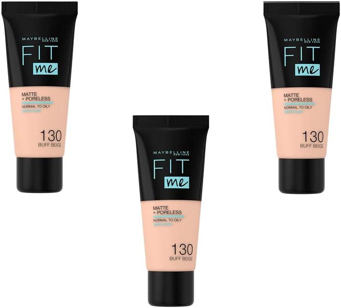 Maybelline Fit Me Matte & Poreless Foundation 30ml Buff Beige 130 x3