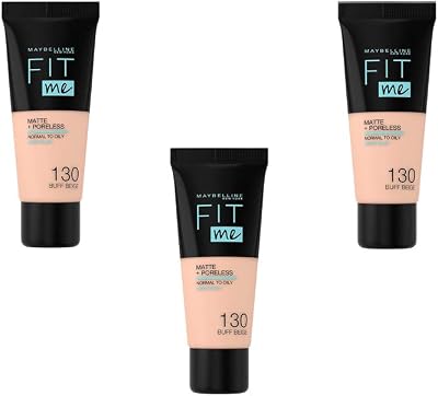 Maybelline Fit Me Matte & Poreless Foundation 30ml Buff Beige 130 x3