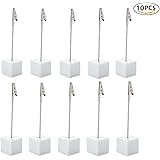 10pcs Table Number Holder Name Place Card Holder Memo Clip Holder Stand Note Holder Pictures Card Paper Menu Clip (white)