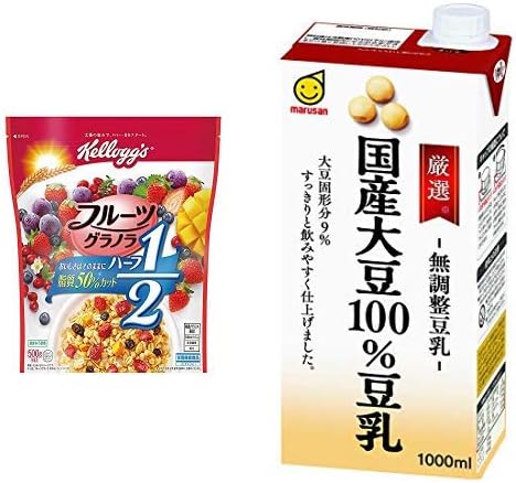 Amazon セット買い ケロッグ フルーツグラノラ ハーフ 徳用袋 500g 6袋 マルサンアイ Web限定販売 厳選 国産大豆100 豆乳 1000ml 6本 ケロッグ シリアル 通販