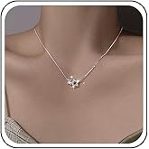 TseanYi Crystal Star Pendant Necklace Silver Star Choker Necklace CZ Star Chain Necklace Small Star Necklace Hollow Star Chain Necklace Tiny Rhinestone Star Necklace