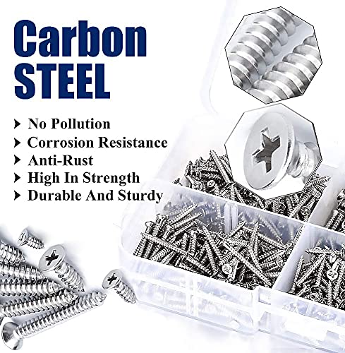 LEBENSWERT Schrauben Set 960 Stk, Selbstschneidende Schrauben Sortiment Set Box M2 x (4 mm - 20 mm), Kohlenstoff… – Bild 4