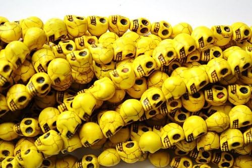 100 Yellow Howlite Skull Beads (Loose) - Day of the Dead (Dia De Los Muertos) - Goth