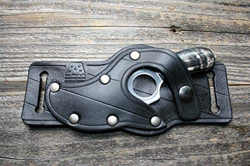 Skinning Knife With Genuine Leather Sheath - Skinner Combo - Quickdraw Holster - Concealed Carry - Finger Hole Fixed Blade 3"