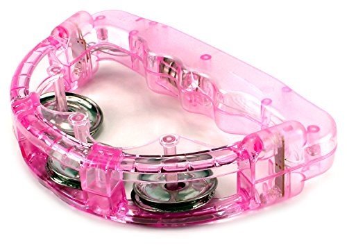 Cool Set of 12 Flashing Light Tambourine Children's Kid's Novelty Toy Noise Maker W/ 3 Light Patterns, Perfect for Party Favors, Goodie Bags (Colors May Vary) Fun with Lights - Thumbnail 2