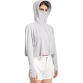 Locachy Womens UPF 50+ Sun Protection Jacket Lightweight Zip up Outdoor Running Hiking Hoodie with Face Mask