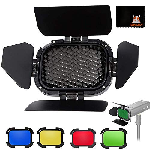 Godox BD-07 Barn Door with Detachable Honeycomb Grid and 4 Color Filters Dedicated for Godox AD200 AD200pro Outdoor Flash