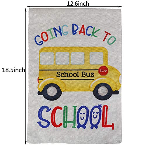 LOCOLO Going Back to School Garden Flag, Yellow School Bus Flag for School Days Decorative Double Sided Burlap Lawn Yard Flags - Thumbnail 4