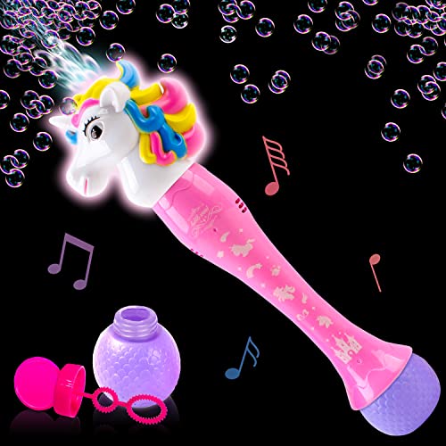 ArtCreativity Light Up Unicorn Bubble Blower Wand, 14 Inch Illuminating