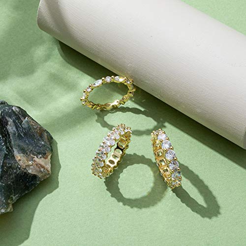 PAVOI 14K Rose Gold Plated Rings Oval Cubic Zirconia Love Ring 5mm