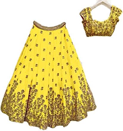 Indain Designer Collection Embroidery Yellow Color Lehenga Choli for Woman & Girl A577