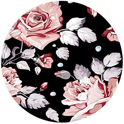 For Apple Watch Band 38mm, Replacement Band Leather Iwatch Strap With Silver Metal Clasp For for Iwatch Series 3/Series 2/Series 1/Edition/Sport - Black Background Red Big Flowers Theme