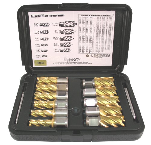 JancySlugger by Fein - Cobalt Steel Annular Cutter Set with TiN Coating - 3/4" Straight Shank, 1" Cutting Depth, 7/16" to 1-1/16" Sizes - 11-Pack - 63134999022