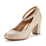 DREAM PAIRS Women's Demilee High Heel Chunky Pumps Shoes