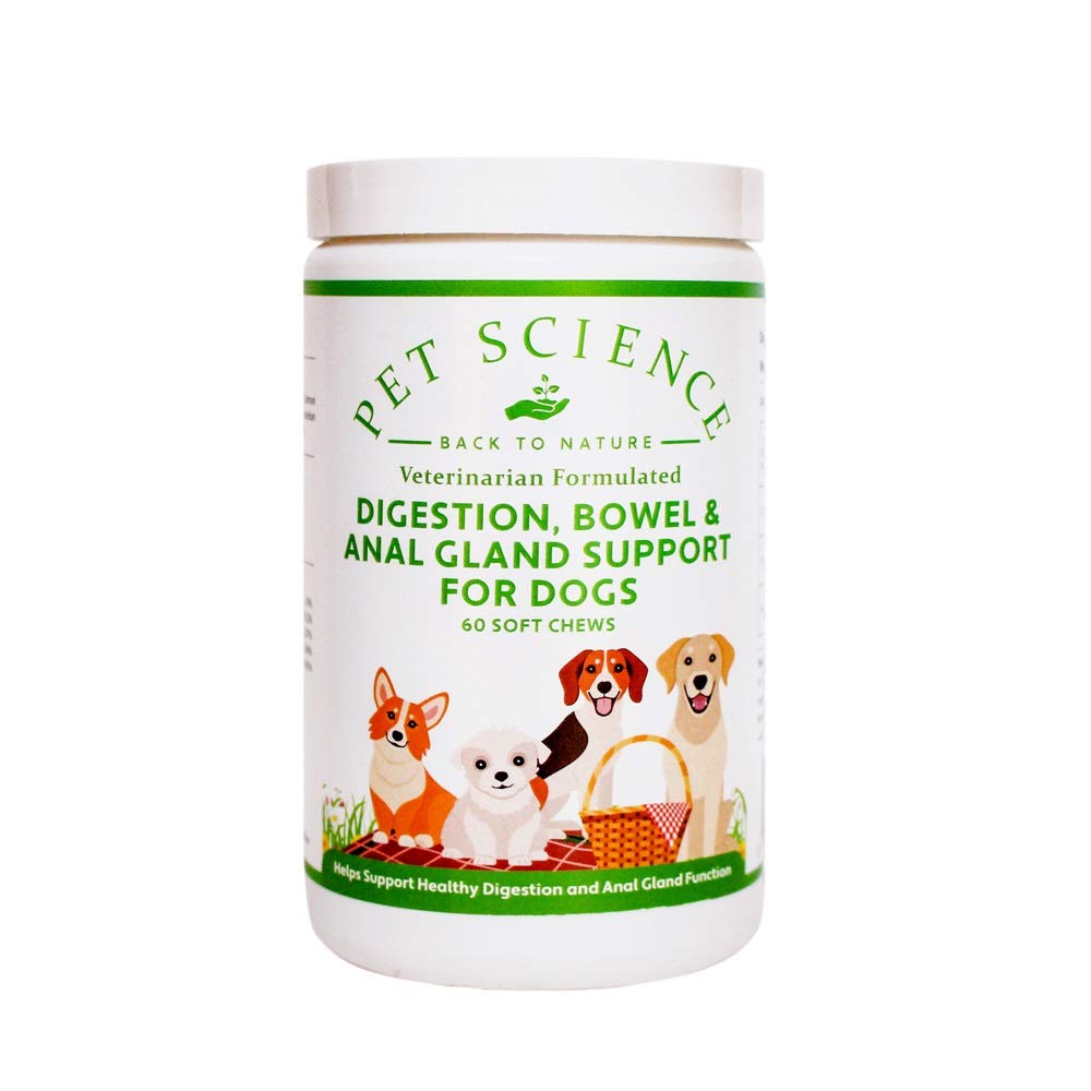 Pet Science Digestion, Bowel and Anal Gland Support for Dogs, All Breeds and Ages (60 Soft Chews)