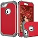 MAXCURY Case for iPhone 6, iPhone 6s Case, 3 in 1 Shockproof Slim Hybrid Hard PC Soft Silicone Rugged Rubber Bumper Full Body Protective Case Cover for iPhone 6/6S (4.7 inch) (Red Dark Grey)