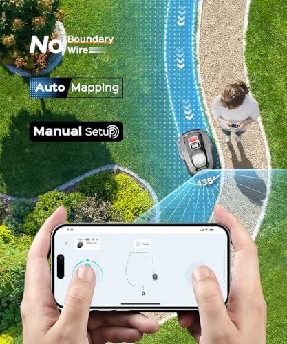 YARDCARE N1600 PRO Wireless Robotic Lawn Mower, RTK & Vision Navigation, Up to 0.4 Acre Coverage, Smart App Control, Multi-Zone Mapping, Systematic Mowing Robot
