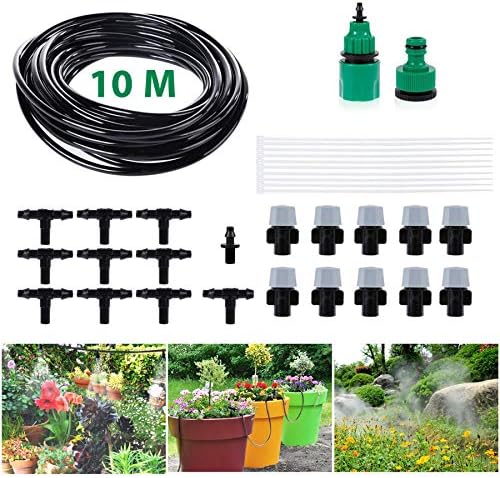Migimi Micro Irrigation System Drip Irrigation Kit, Automatic Watering System with 10M Hose for Garden Landscape, Flowerbed Patio, Greenhouse, Plants