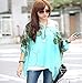 HP95(TM) Women's Bohemian Style Batwing Sleeve Chiffon Beach Loose Shirt (Green 2)