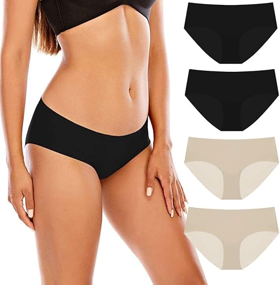 Halcurt Women No Show Panties Soft Stretch Hipster Underwear Seamless