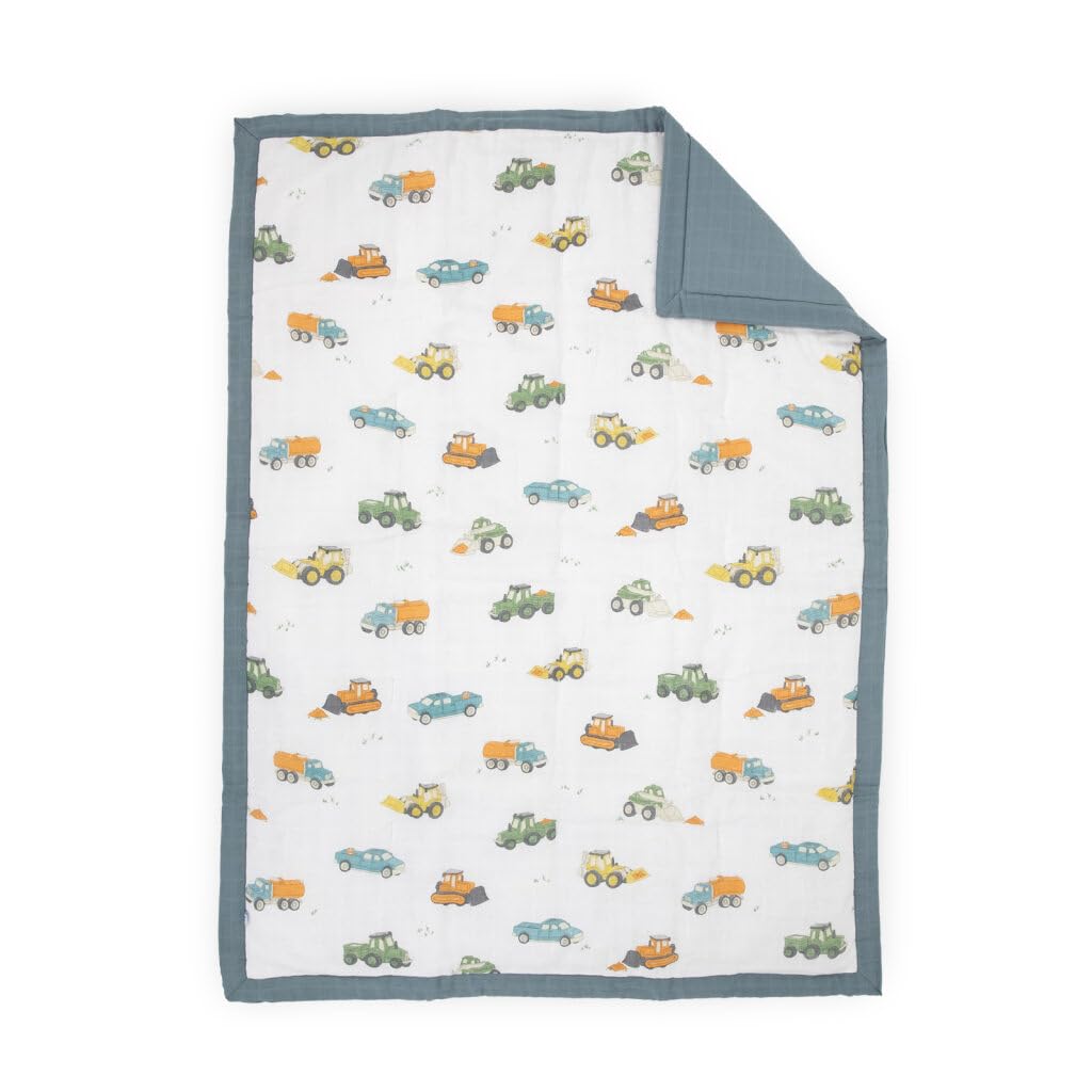 Photo 1 of Little Unicorn Lofty Comforter Blanket | Super Soft & Breathable Muslin Fabric| Great for Play & Bedtime Blanket (Work Trucks)
