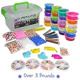 DIY Crystal Slime Making Kit - Super Slime in 24 Colors - Big Kids Craft Kit for Boys & Girls - Supplies Include Foam Balls, Glitter Bottles, Wheel & Fruit Slice Decorations in Clear Container