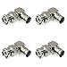 BNC Right Angle Male to Female Adapter - Nickel-Plated Alloy, 90-Degree Elbow Connector, 4-Pack for Coaxial Cables and RF Applications
